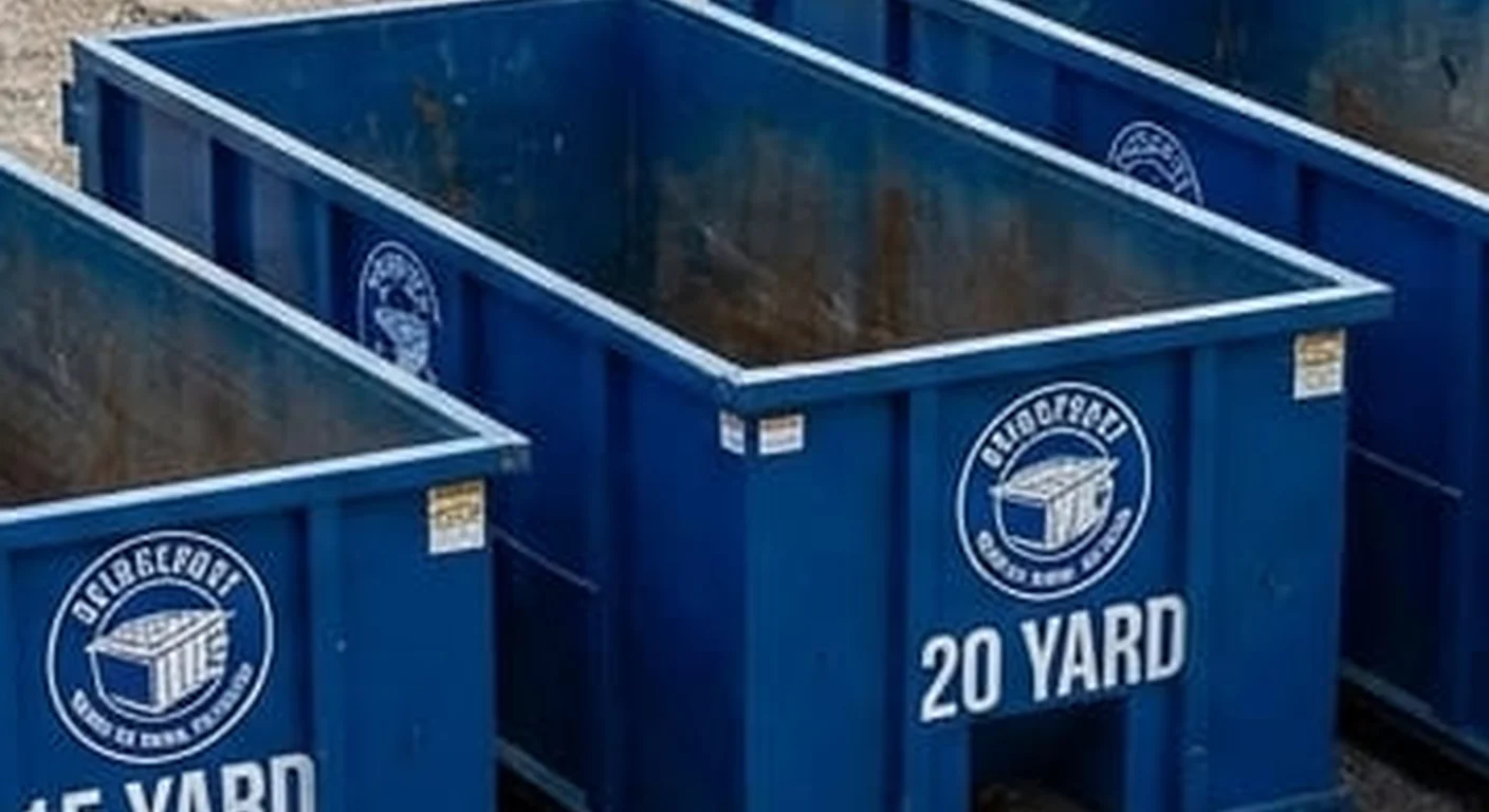 20 yard dumpster rental in Weston, CT A 20 yard Bridgeport Dumpster Rental Solutions roll-off dumpster staged for a job in Weston, CT