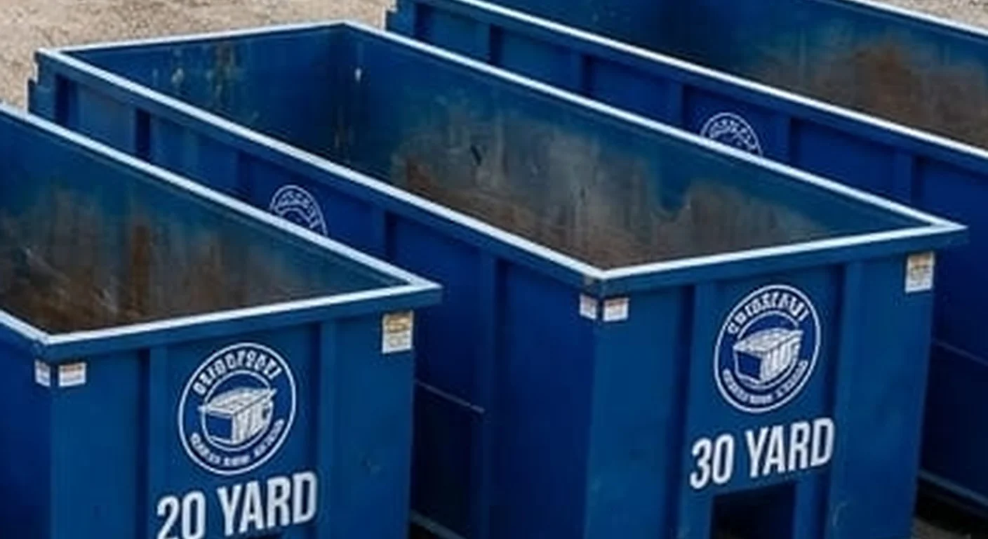 30 Yard Dumpster Rental in Bridgeport, CT A clean, correctly-labeled 30 yard Bridgeport Dumpster Rental Solutions roll-off container staged at the company yard, part of a five-container size lineup